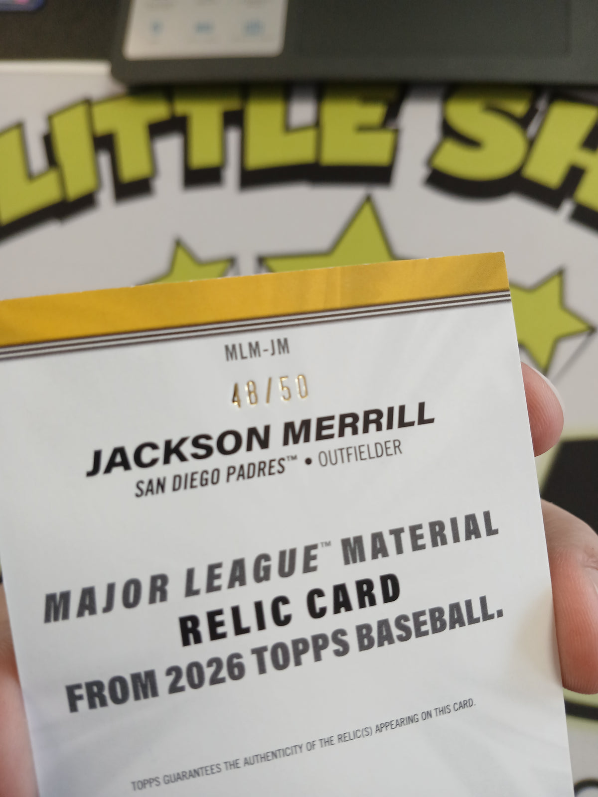 2026 Topps Jackson Merrill Relic Gold Dual Color Patch #/50