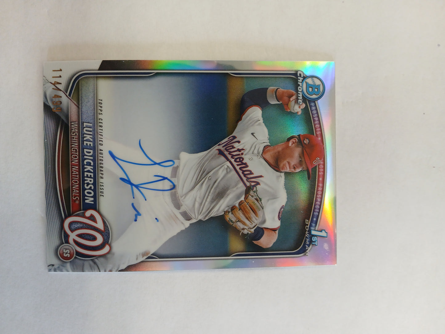 2025 Bowman Chrome Luke Dickerson 1st bowman Prospects On card Auto Refractor #/499