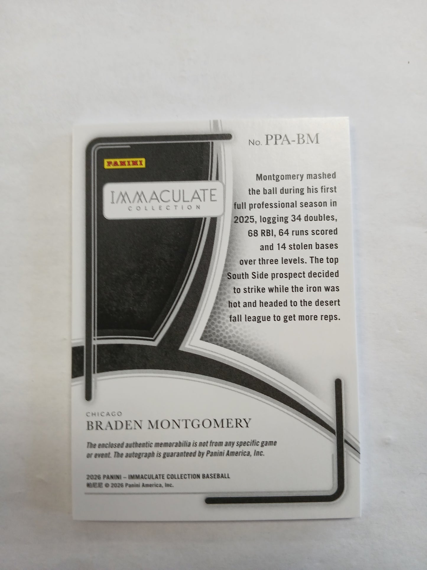 2026 Immaculate Collection Braden Montgomery Prospect On Card Auto Dual Color Patch #/99