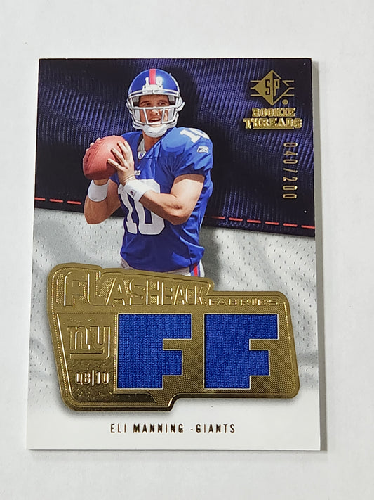 2008 Upper Deck SP Authentic Eli Manning Rookie Threads Flashback Fabrics Jersey Card /200