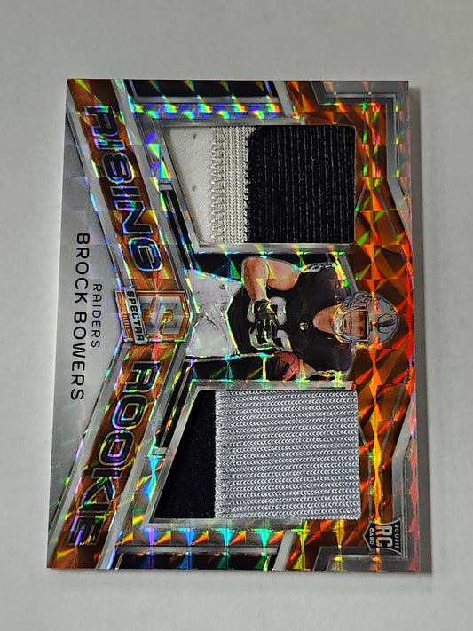 2024 Spectra Brock Bowers Rising Rookies Patch Orange Mosaic /10 Tri Color Patch