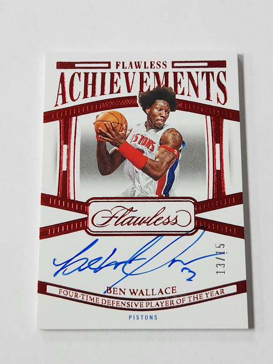 2023-24 Flawless Achievements Ben Wallace # /15 Pistons DPOY