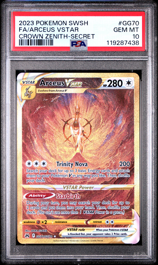 Pokemon TCG Arceus VSTAR Crown Zenith GG70/GG70 Secret Rare PSA 10