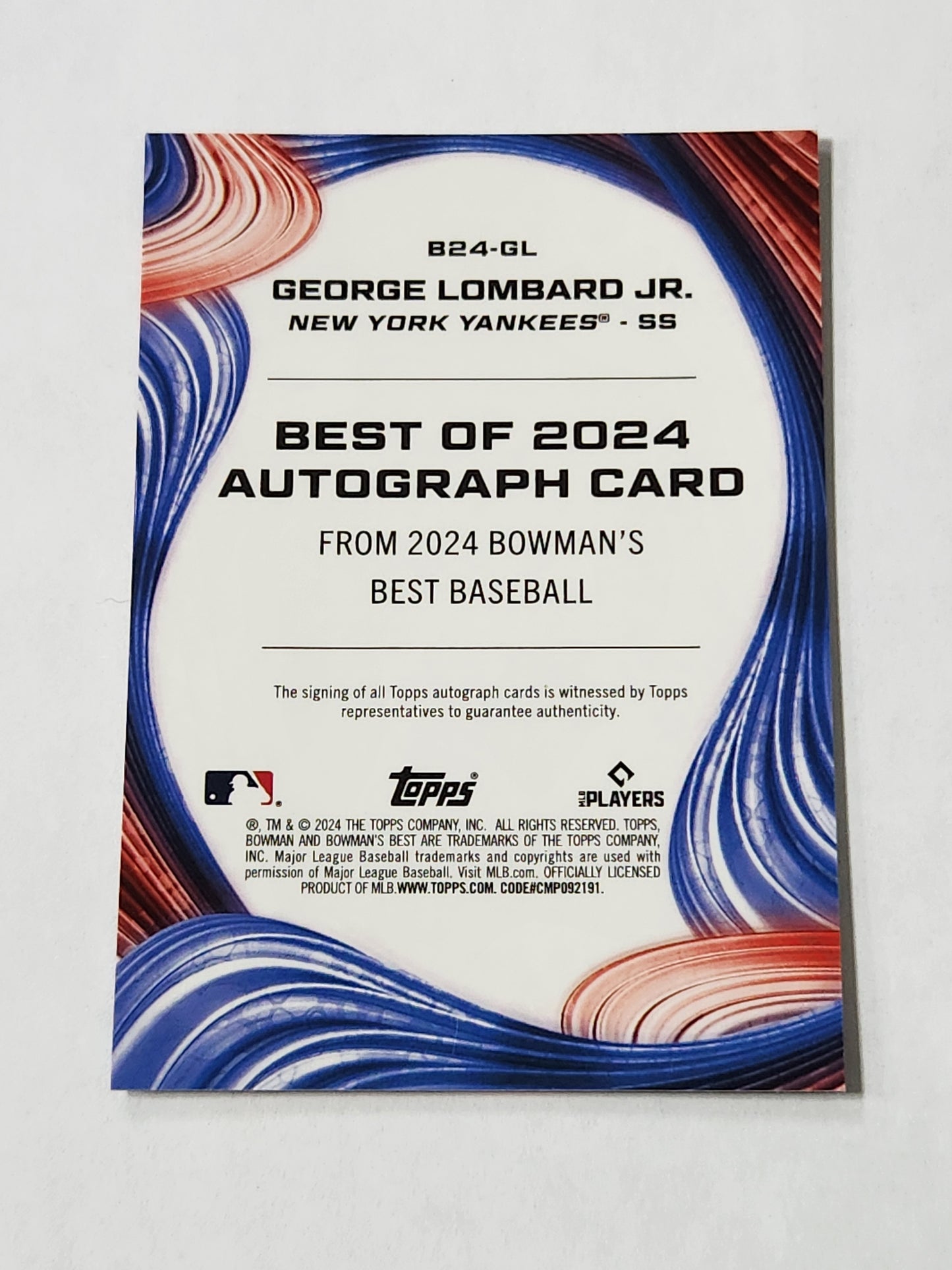 2024 Bowmans Best George Lombard Jr Auto B24-GL