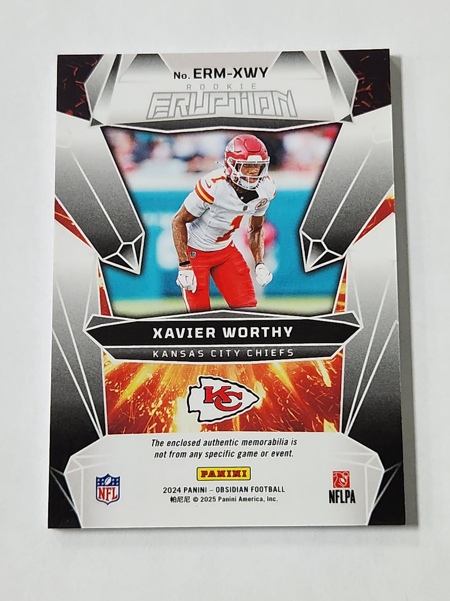 2024 Obsidian Xavier Worthy Rookie Eruption Jersey Card