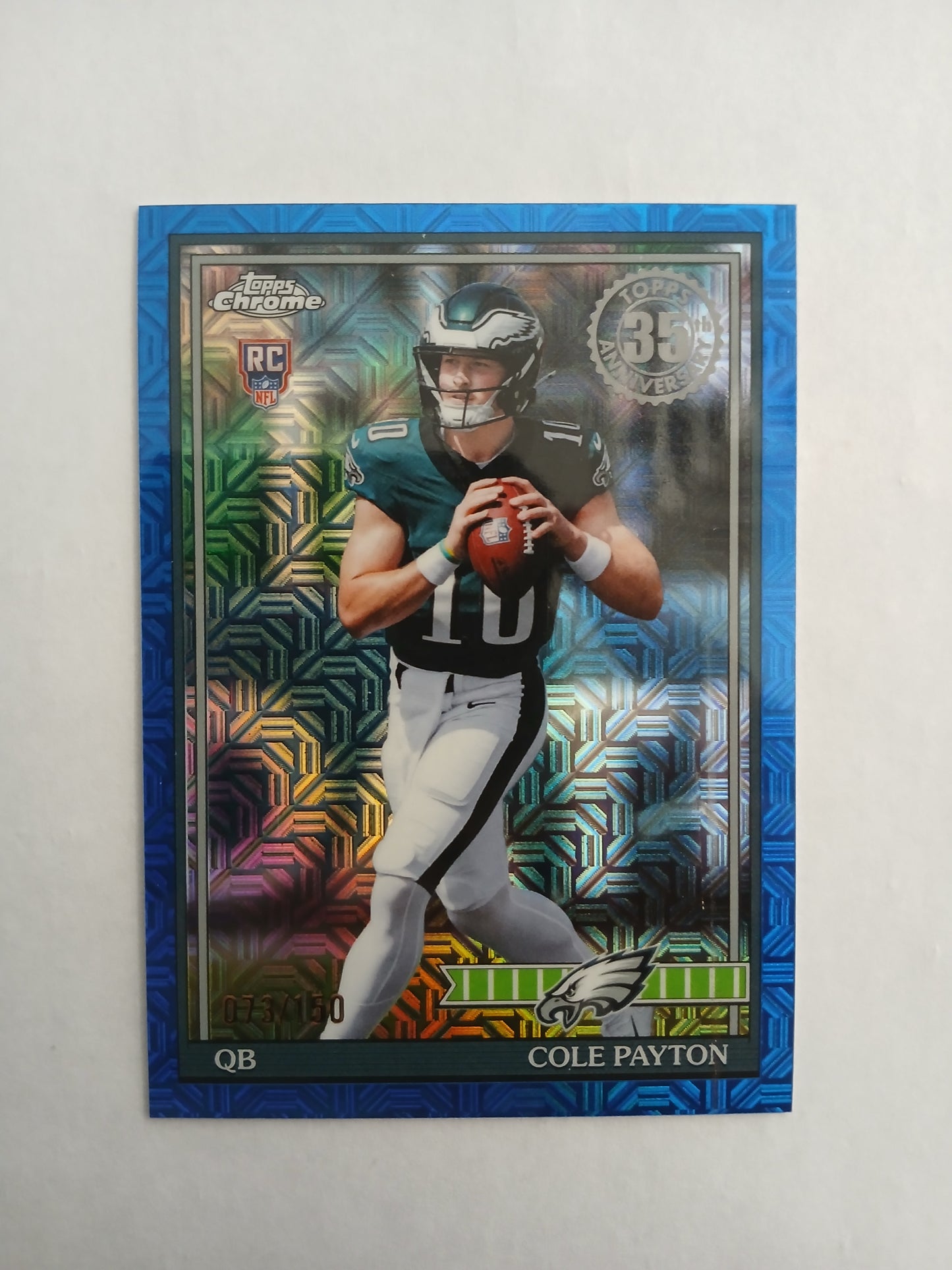 2026 Topps Flagship Topps Chrome 1991 35th Anniversary Cole Payton Rookie Blue Mojo Refractor #/150