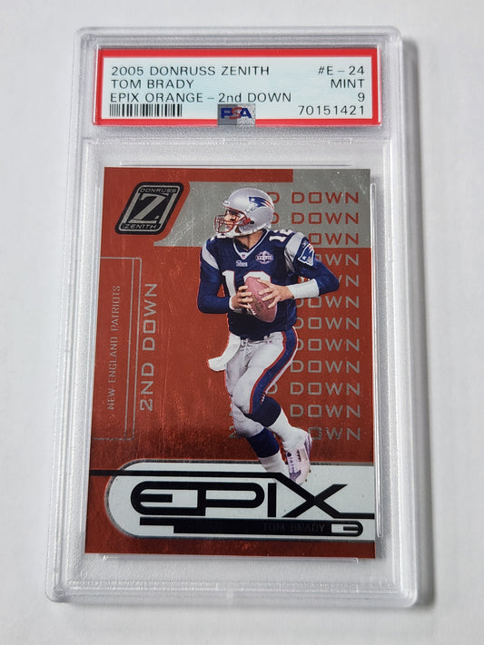 2005 Donruss Zenith Tom Brady Epix Orange 2nd Down /600 PSA 9 POP 9
