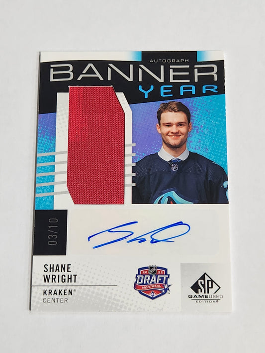 2025 SP Game Used Shane Wright Banner Year Patch Auto #/10