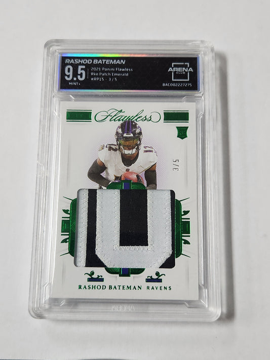 2021 Flawless Rashod Bateman Rookie Patch Emerald /5 Arena Club 9.5