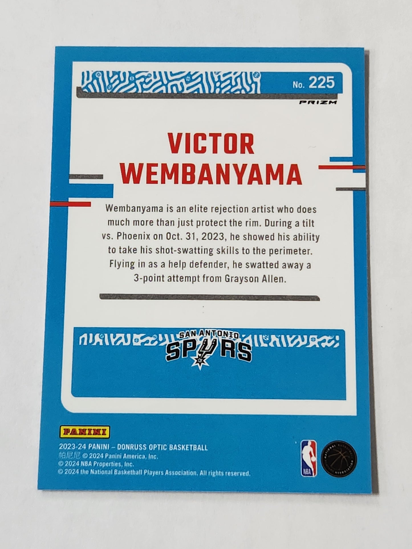 2023 Optic Victor Wembanyama Blue Lazer