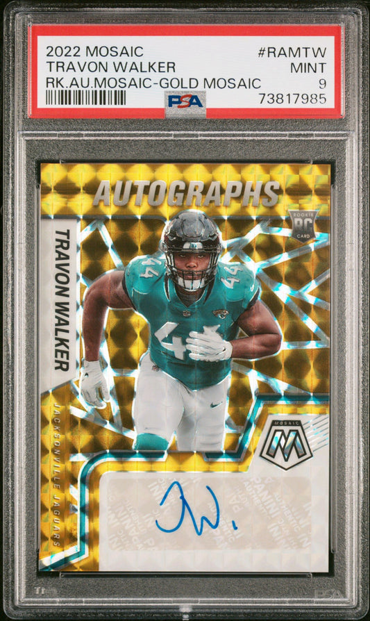 2022 Mosaic Travon Walker Gold Rookie Auto /10 PSA 9