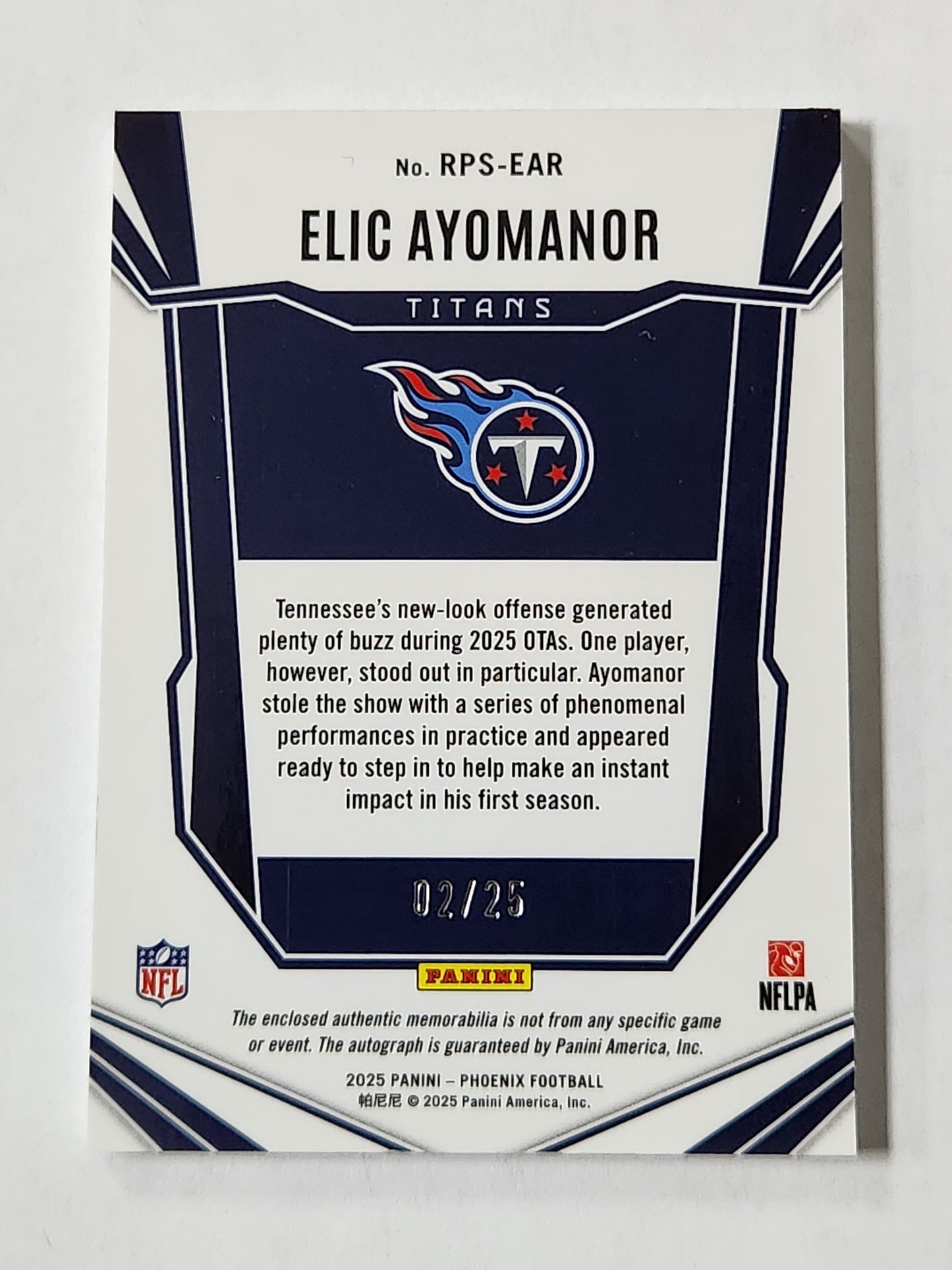 2025 Phoenix Elic Ayomanor Green # /25 Rookie Logo Patch Auto RC rps-ear