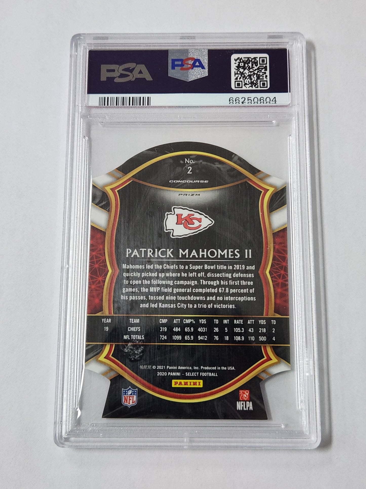 2020 Select Patrick Mahomes Red Die Cut PSA 9