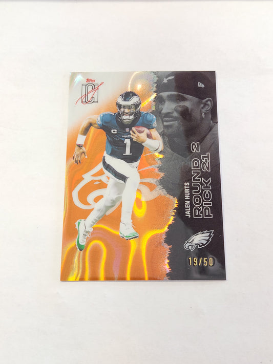 2025 Topps Signature Class Jalen Hurts Orange Wave Refractor #/50