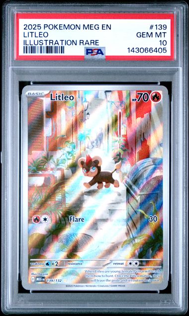 2025 POKEMON MEG EN-MEGA EVOLUTION #139 LITLEO ILLUSTRATION RARE PSA 10