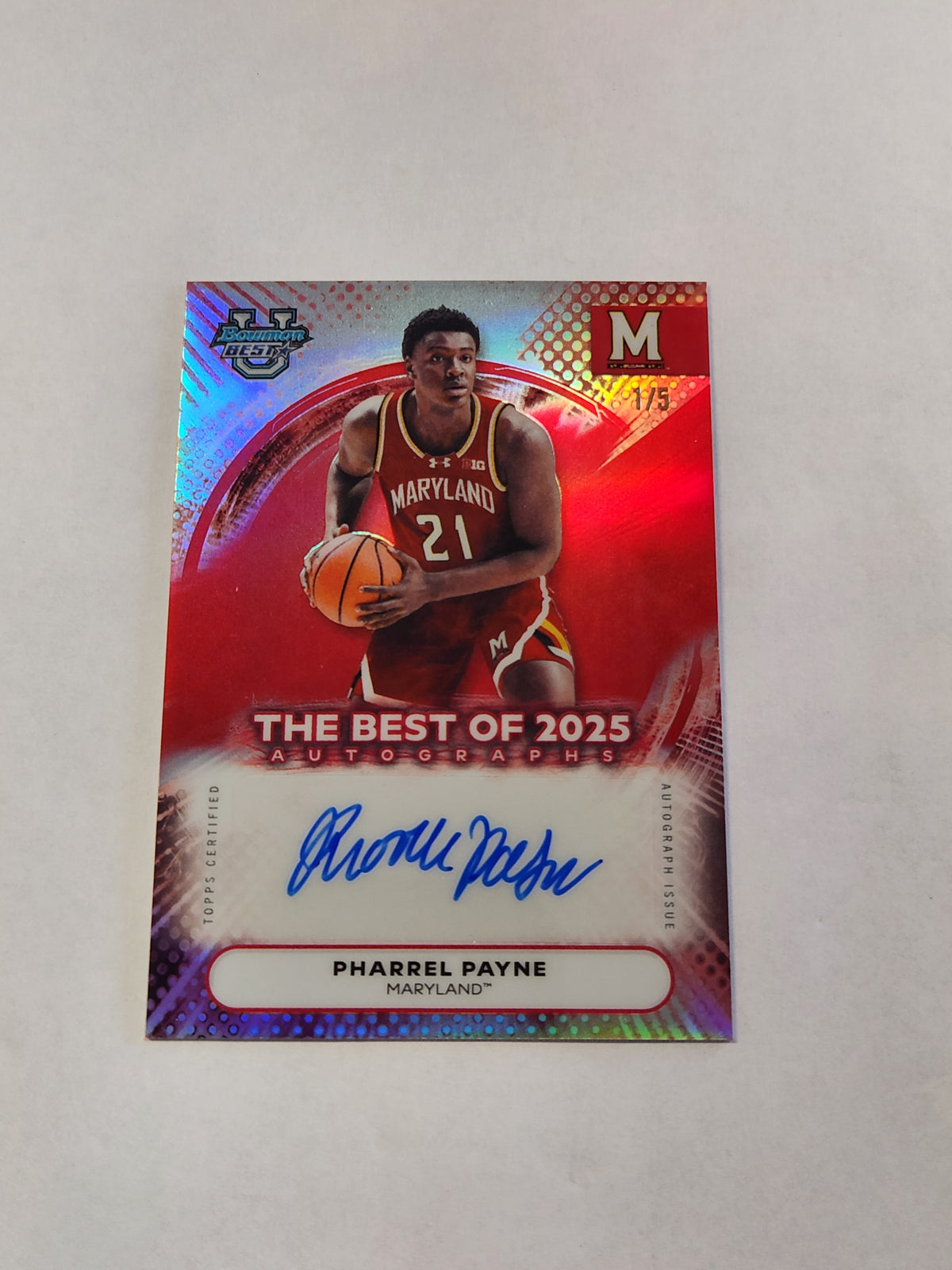 2026 Bowman Best U Pharrel Payne The Best of 2025 Color Match Red Refractor Auto #1/5