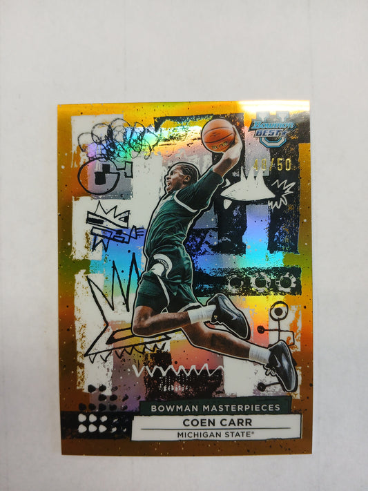 2026 Bowman Best U Coen Carr Bowman Masterpieces Gold Refractor #/50