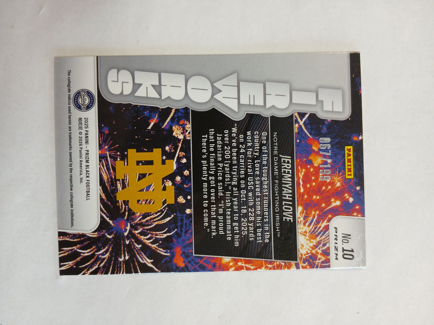 2025 Prizm Black Jeremiyah Love Fireworks Blue Prizm #/199