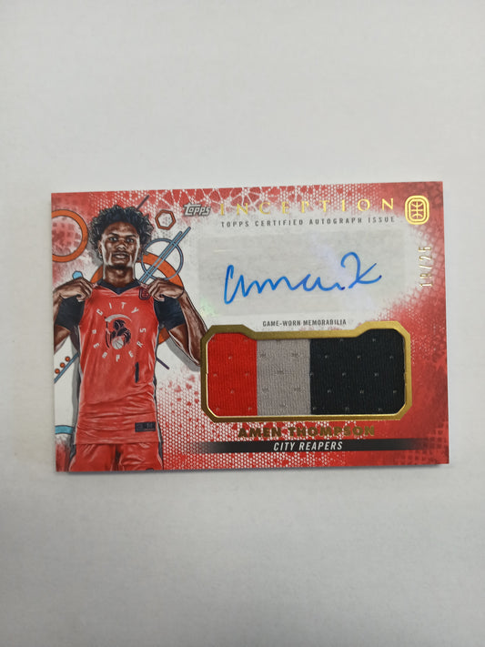 2022 Topps OTE Inception Amen Thompson Rookie Triple Color Patch Auto Red #/25