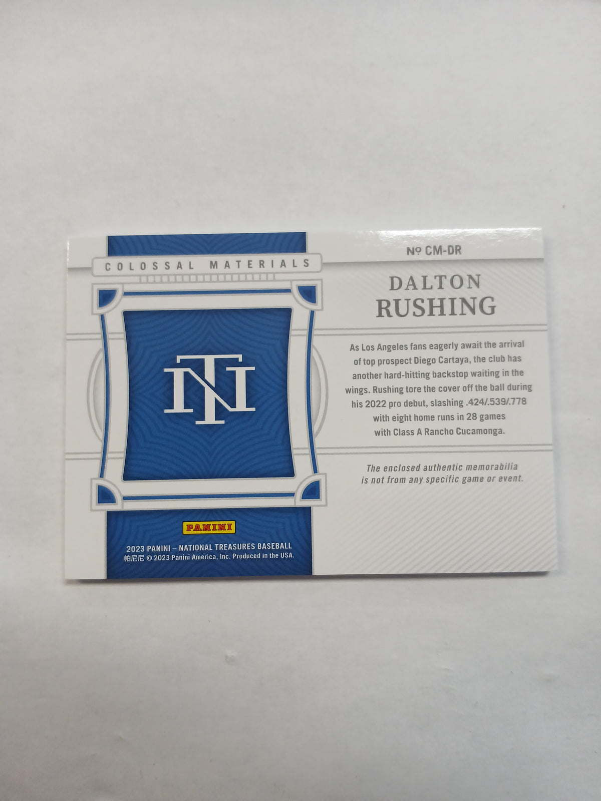 2023 National Treasures Dalton Rushing Colossal Dual Color Patch #/25