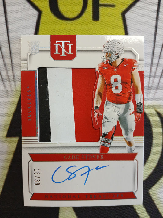 2024 National Treasures Collegiate Cade Stover Rookie Triple Color Patch On Card Auto #/39