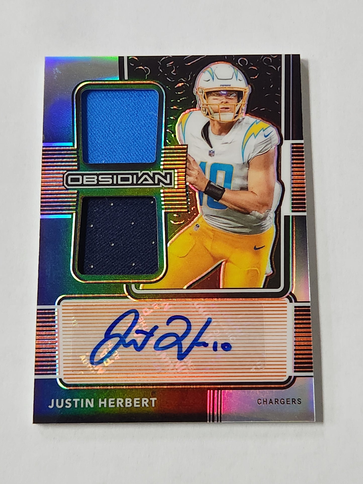 2020 Obsidian Justin Herbert Rookie Dual Patch Auto /75