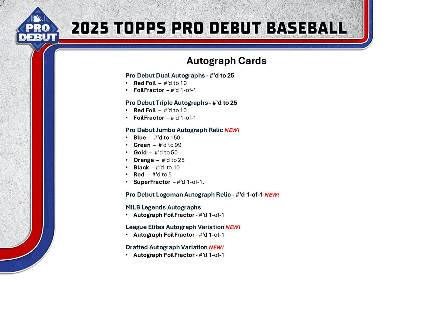 2025 Topps Pro Debut Jumbo Hobby Box
