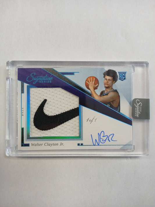 2025 Signature Series Walter Clayton Jr Rookie Nike Logo Patch On Card Auto Platinum #1/1 One of One