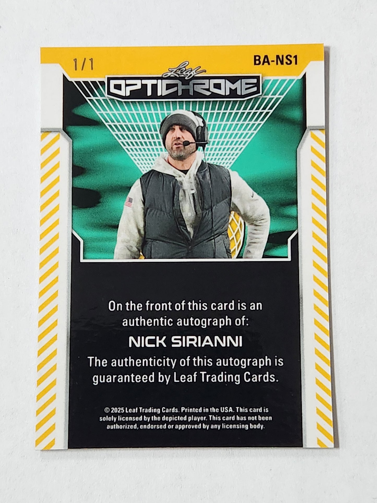 2025 Leaf Optichrome Nick Sirianni  # 1/1 BA-NS1