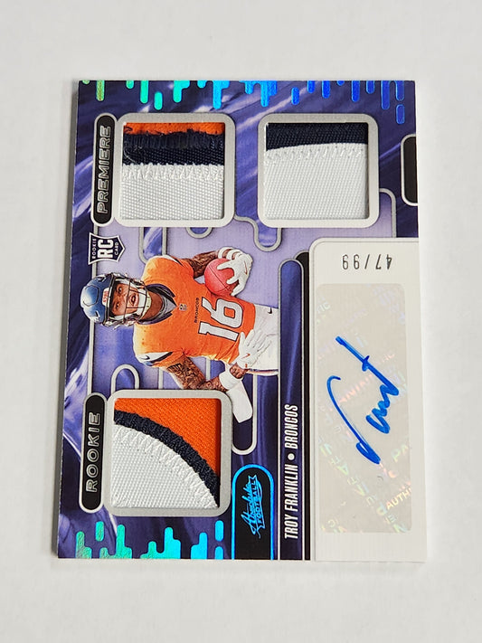 2024 Absolute Troy Franklin Rookie Premier Rookie Triple Color Triple Patch Auto #/99