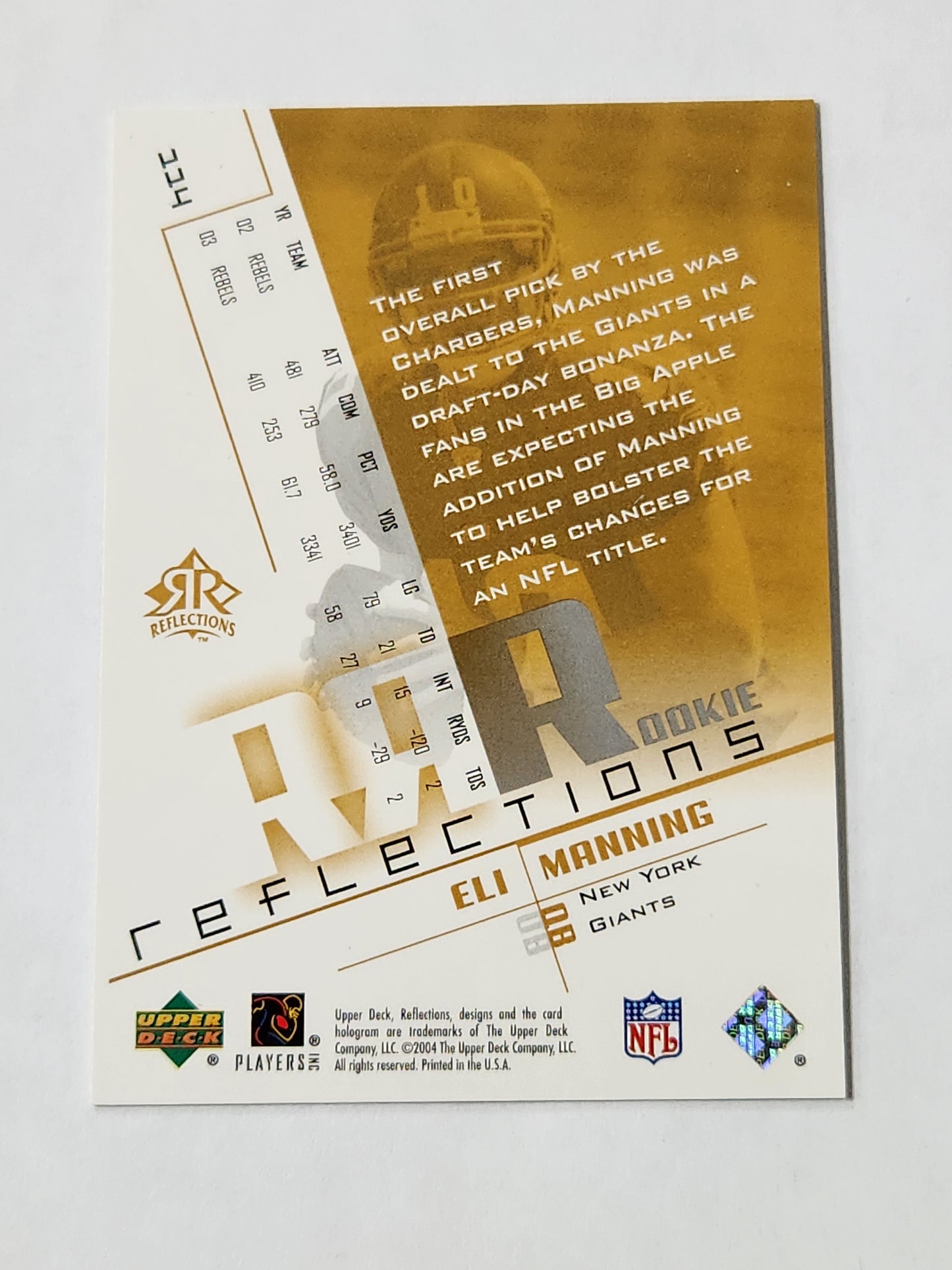 2004 Upper Deck Eli Manning Rookie Reflections 448/450
