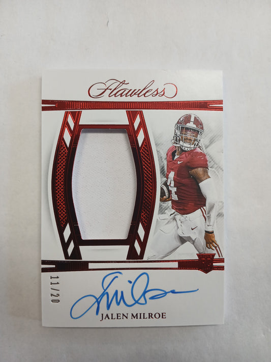 2025 Flawless Collegiate Jalen Milroe Rookie Patch On Card Auto Red Foil #/20