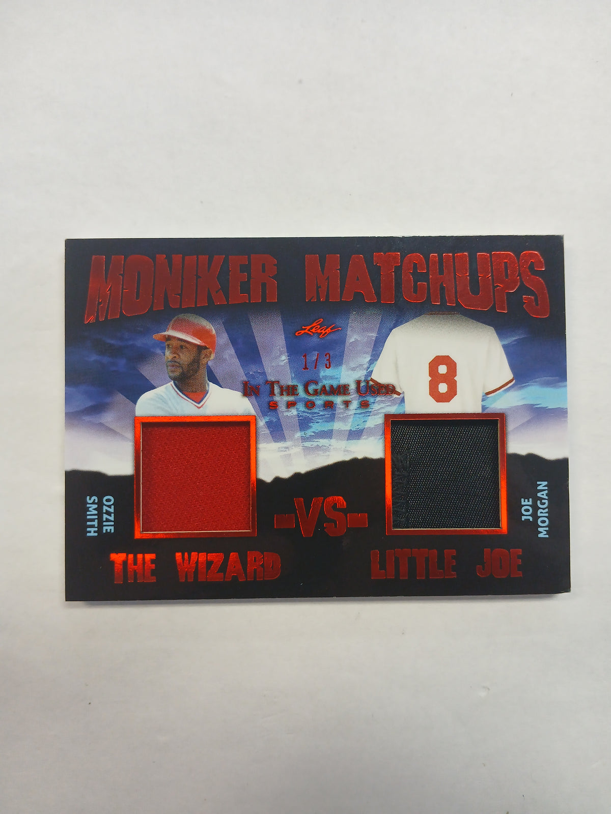 2020 Leaf In The Game Used Ozzie Smith The Wizard Vs Joe Morgan Little Joe Moniker Matchups Dual Patch #1/3
