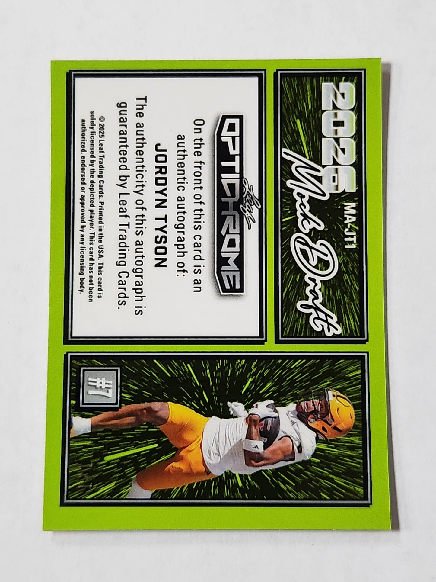 2025 Leaf Optichrome Mock Draft Jordyn Tyson # 1/1 MA-JT1