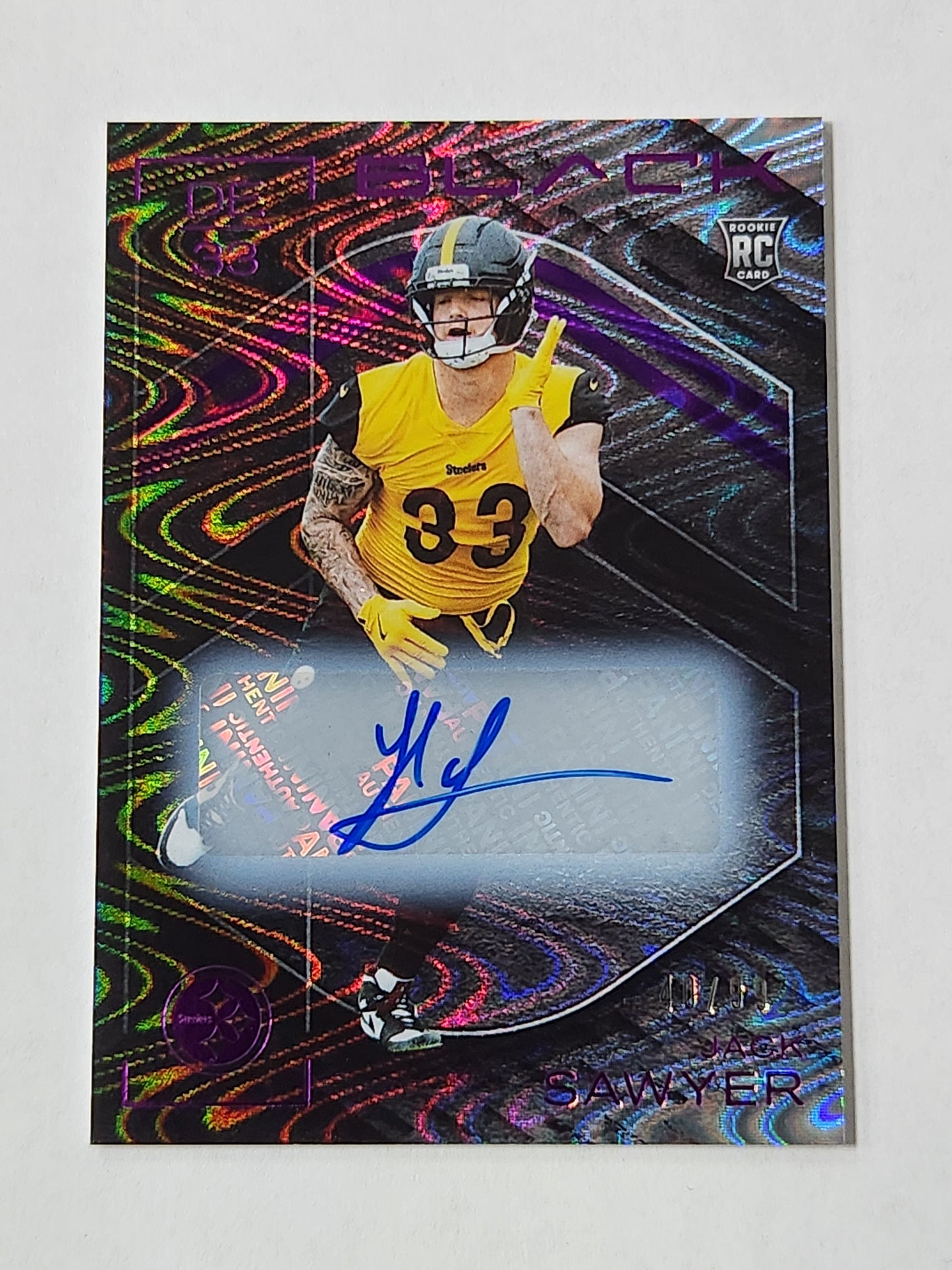 2025 Panini Black Jack Sawyer # /99 Rookie RC Auto Steelers
