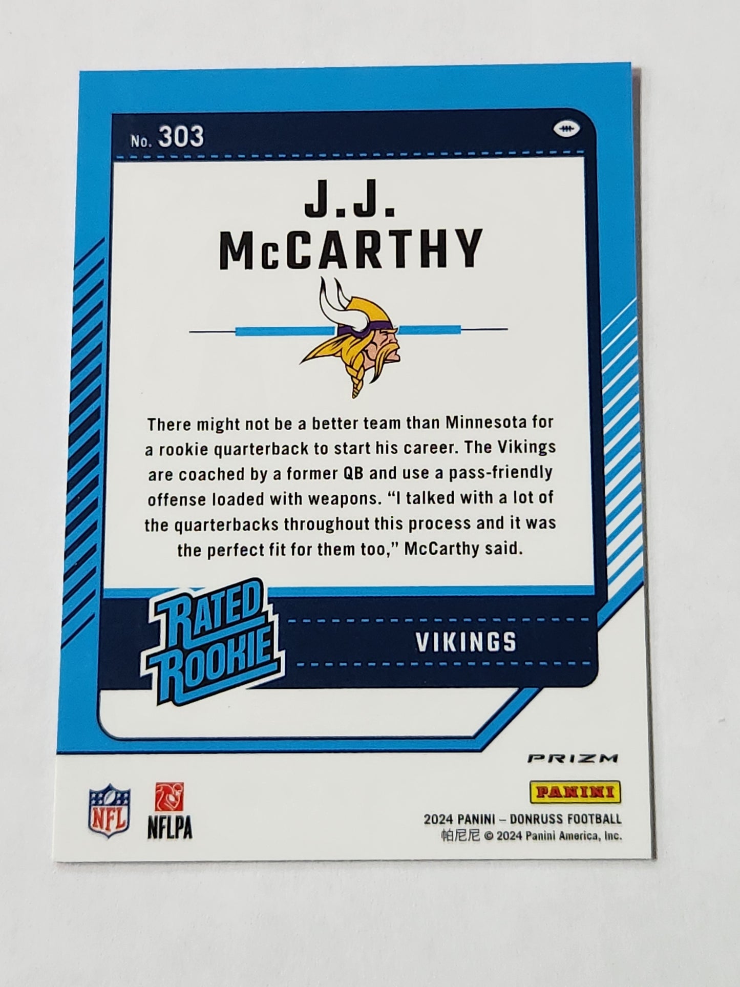 2024 Donruss Optic JJ McCarthy Pink Rated Rookie 303