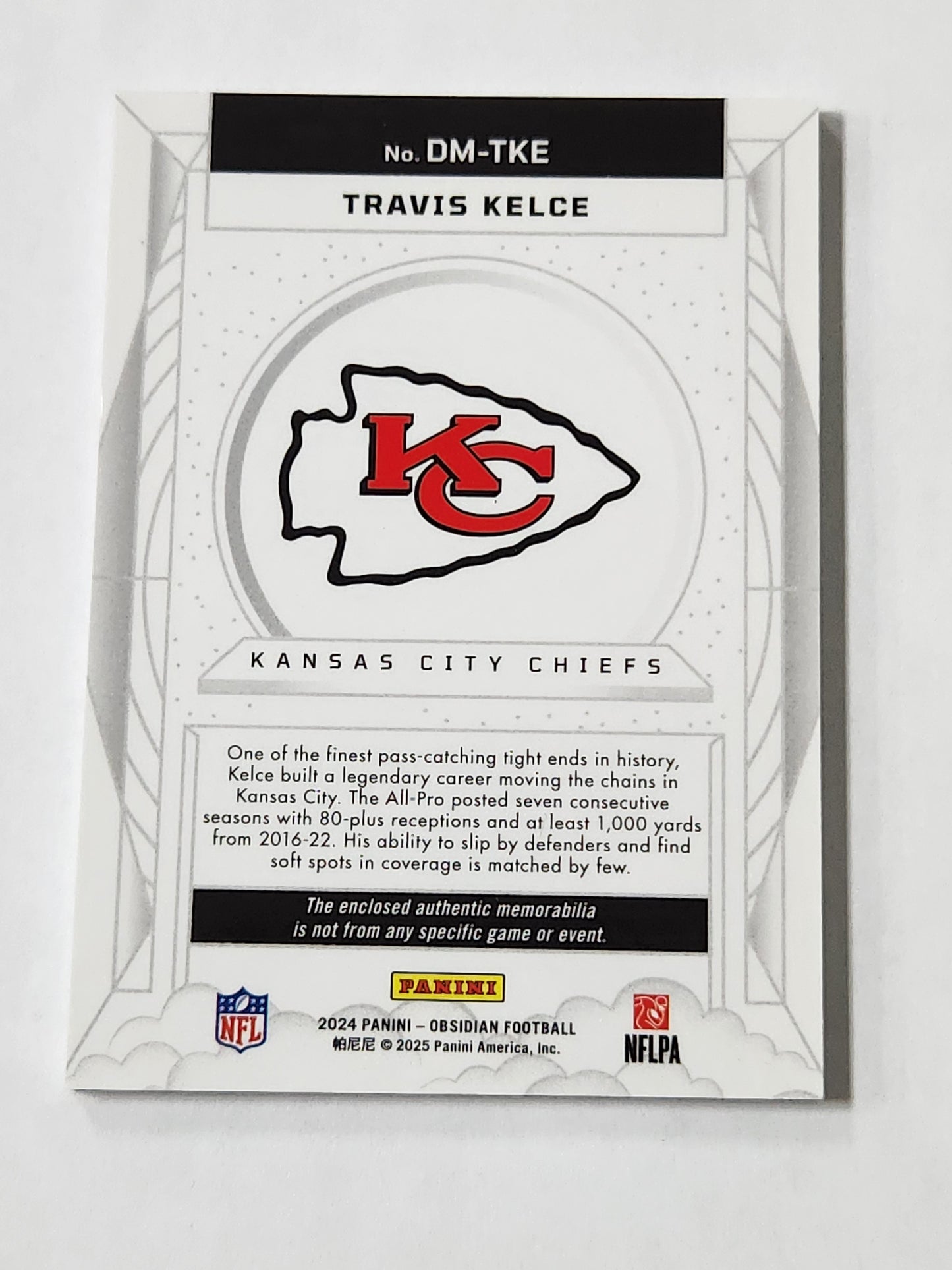 2024 Obsidian Travis Kelce Dusk Memorabilia Jersey Card