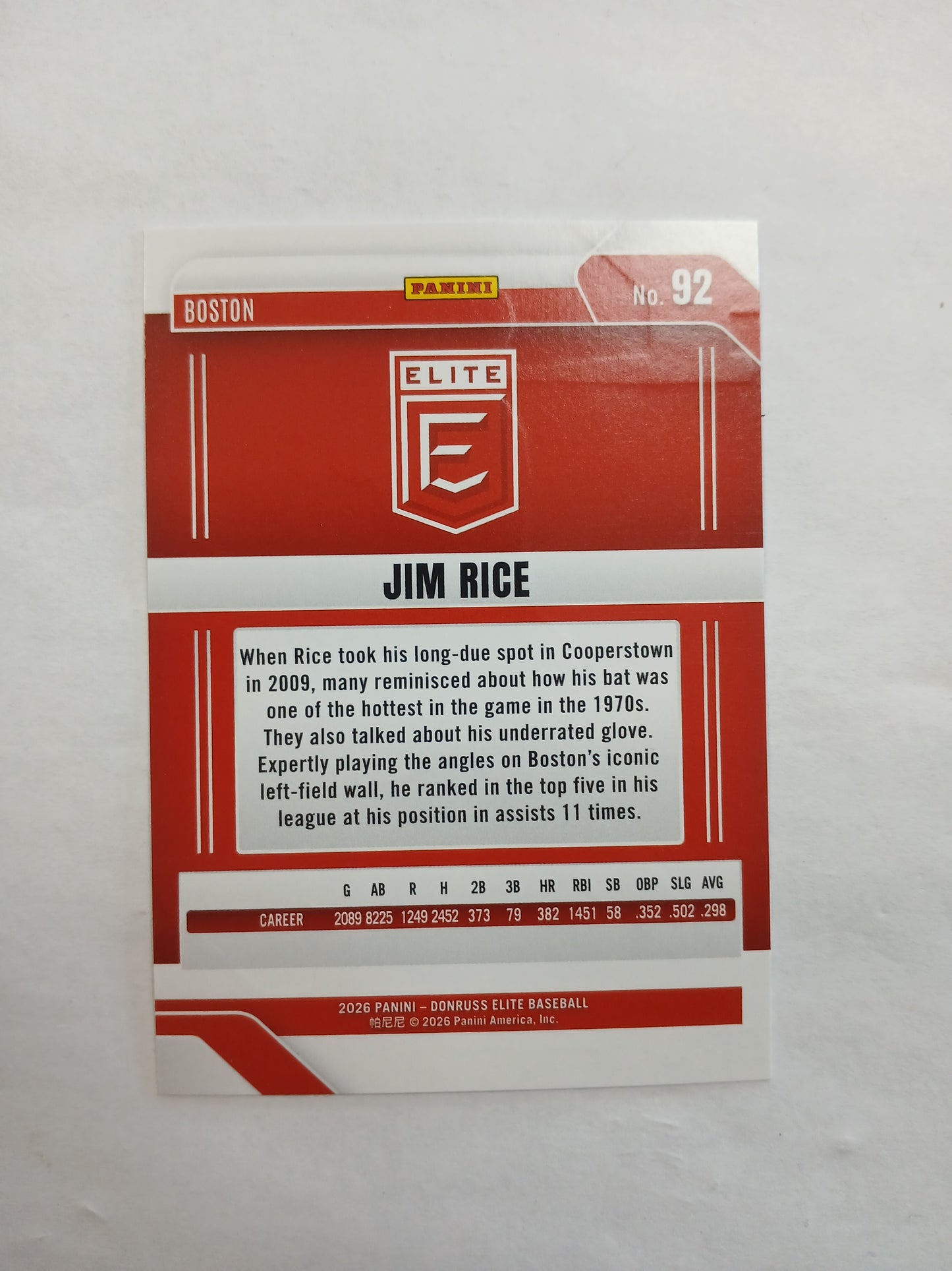 2026 Elite Jim Rice Gold #1/10