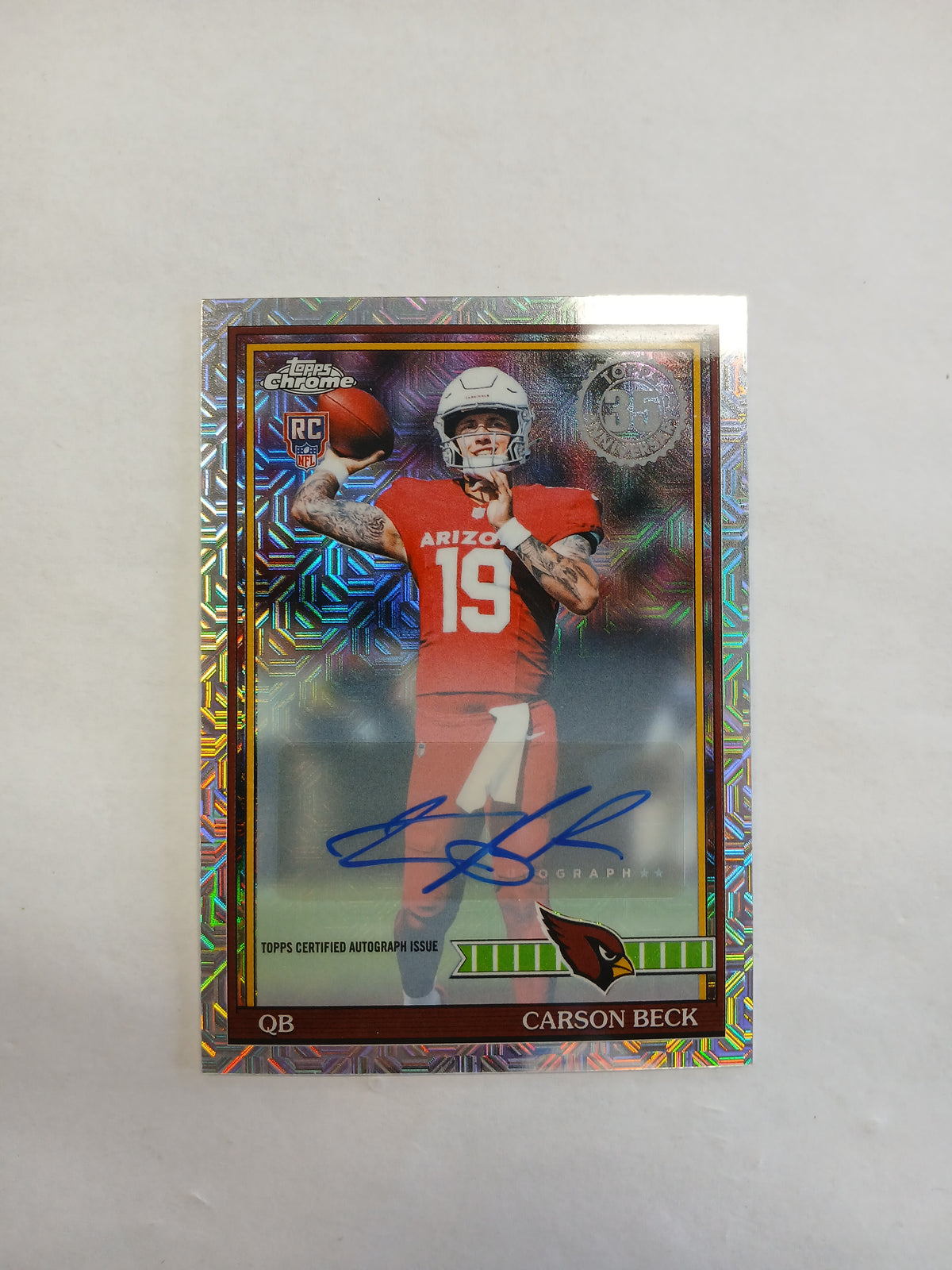 2026 Topps Flagship Carson Beck 1991 Throwback Chrome 35th Anniversary Silver Pack Hobby Auto