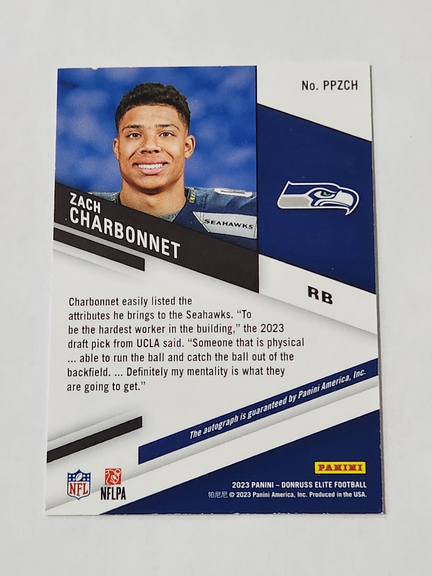 2023 Elite Zach Charbonnet Pen Pals On-Card Auto