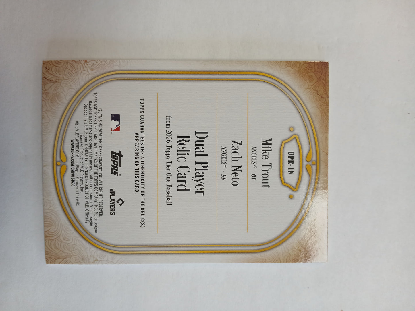 2026 Topps Tier One Mike Trout Zach Neto Dual color Dual Patch #/199