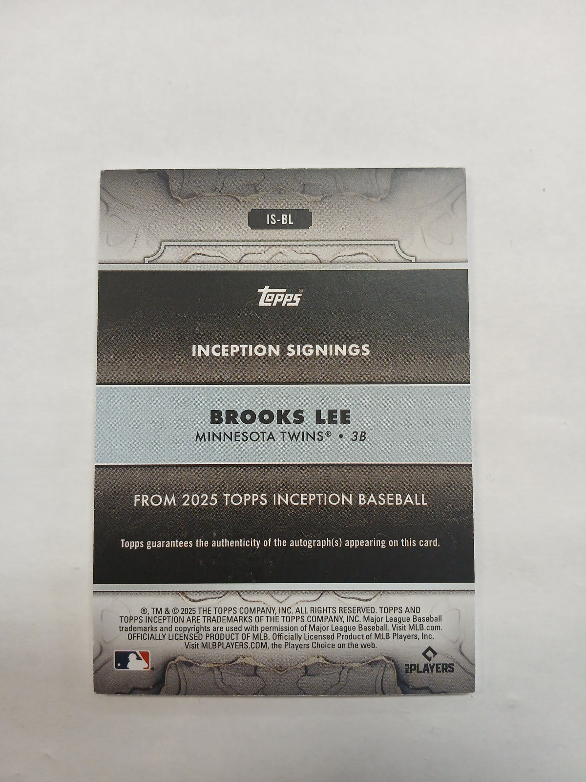 2025 Topps Inception Brooks Lee Inception Signings On Card Auto Rookie #/125
