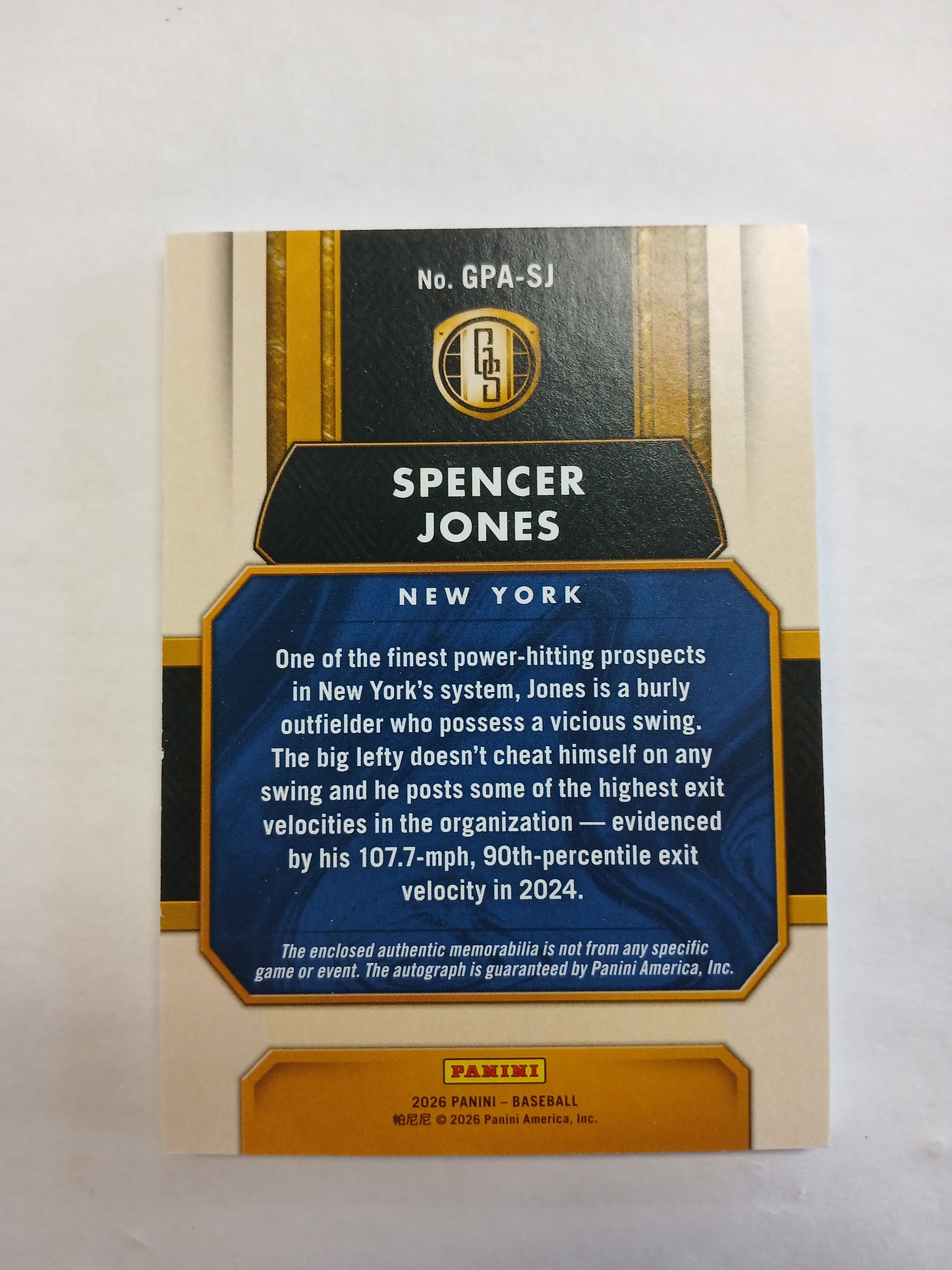2026 Gold Standard Spencer Jones Triple Color Patch On Card Auto #/25
