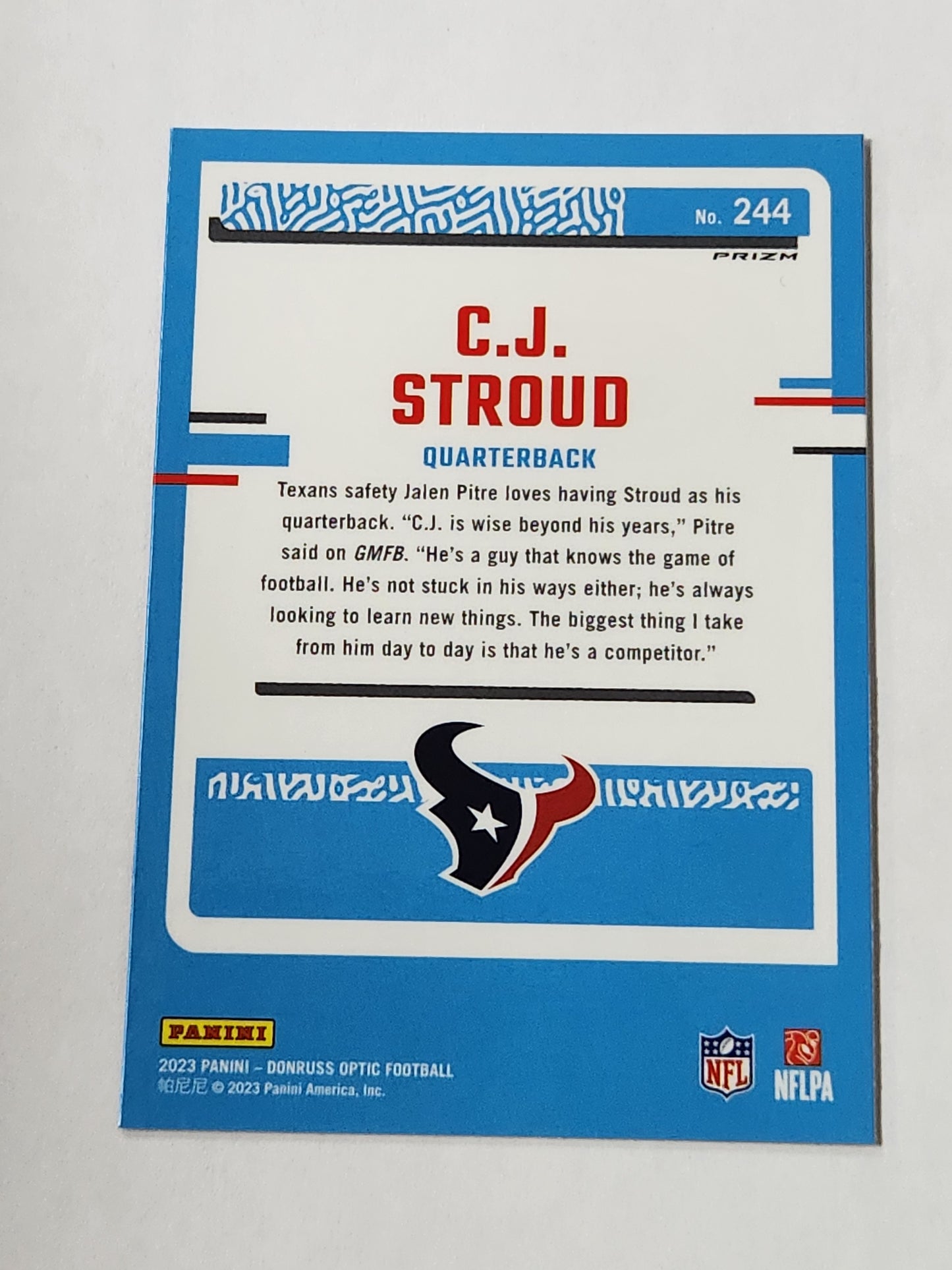 2023 Panini Optic CJ Stroud Holo RC Rated Rookie 244
