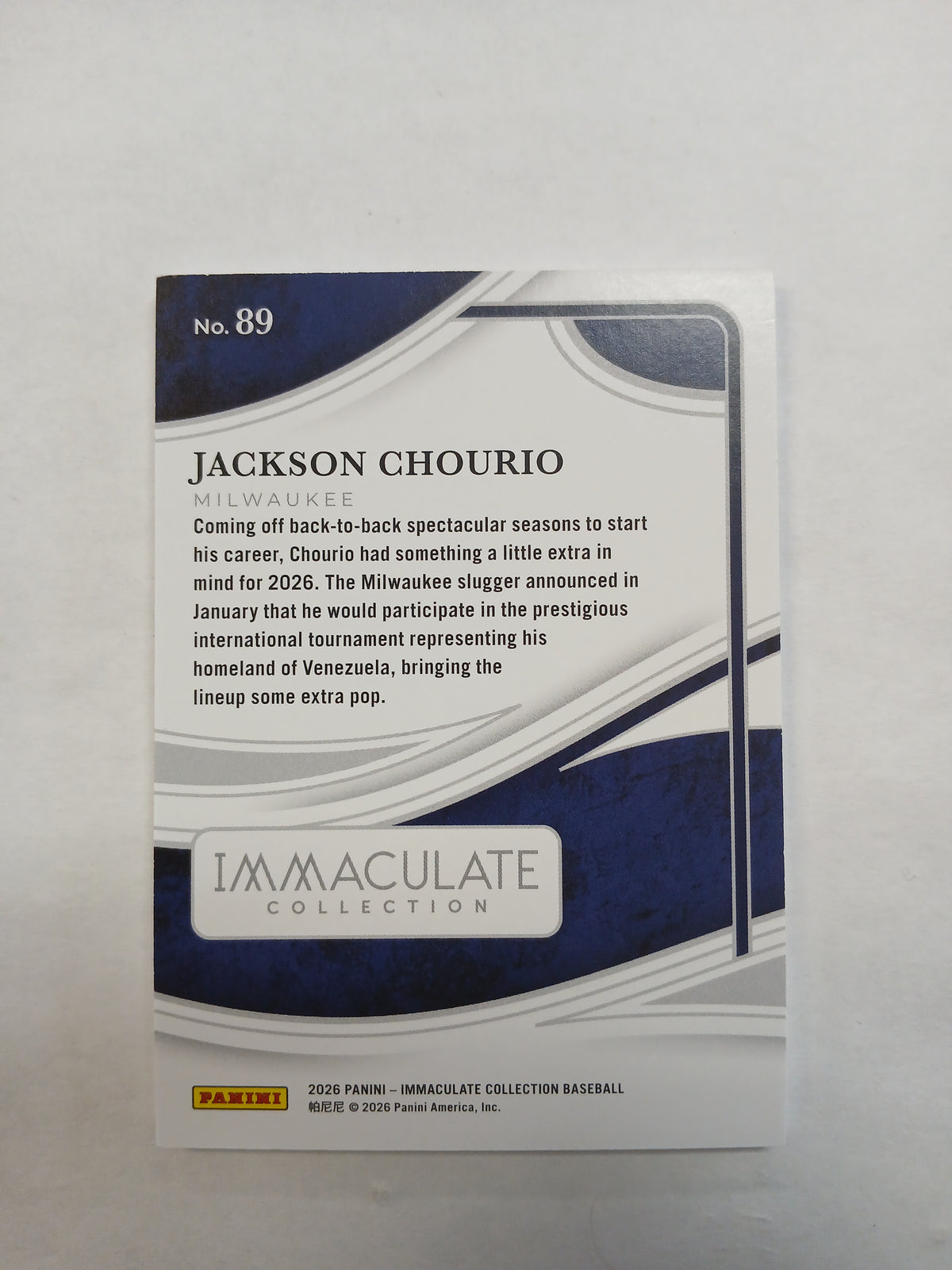 2026 Immaculate Collection Jackson Chourio Blue Foil #/25