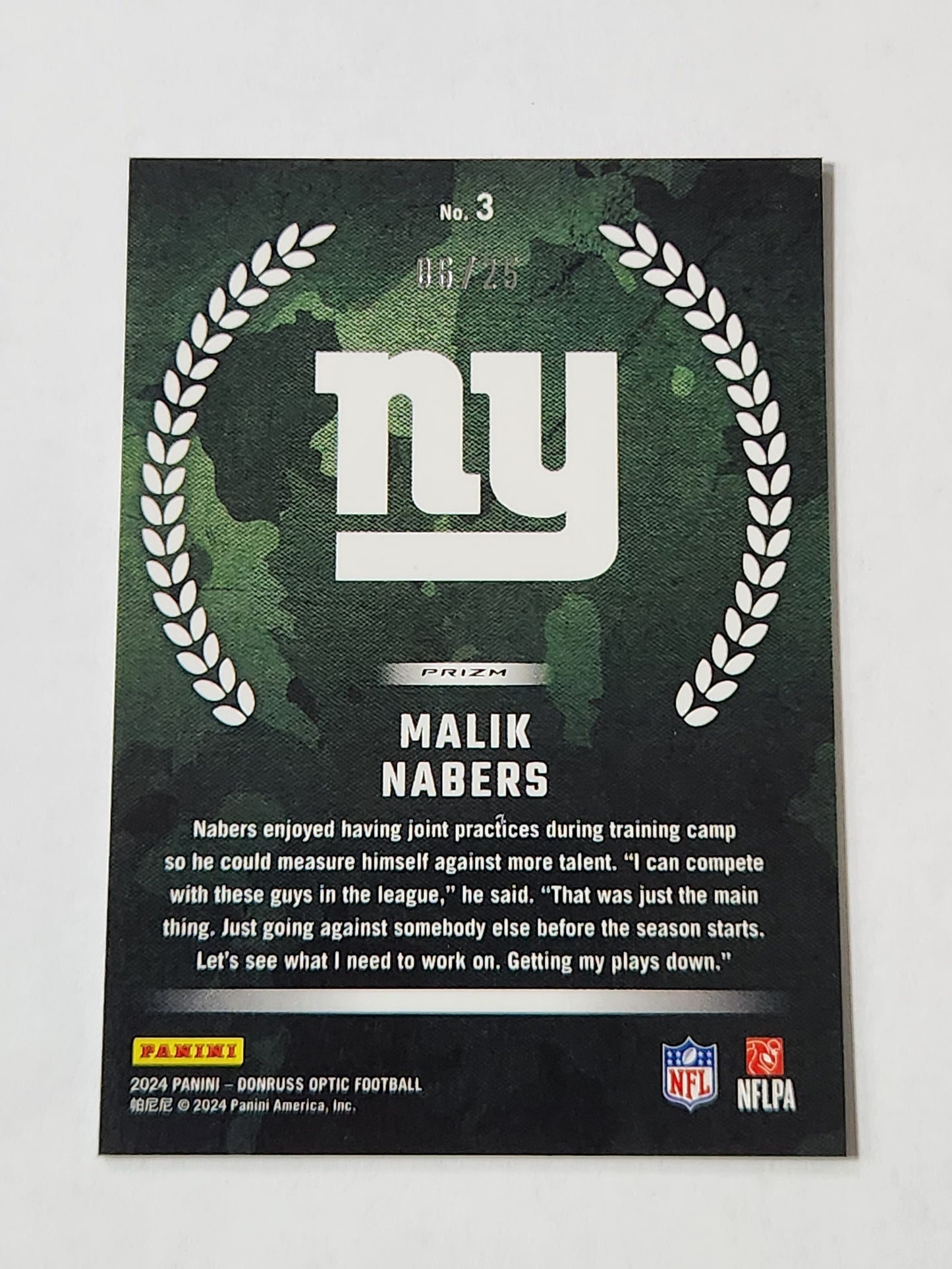 2024 Optic Rookie Recruits Malik Nabers # /25  #3 Case Hit