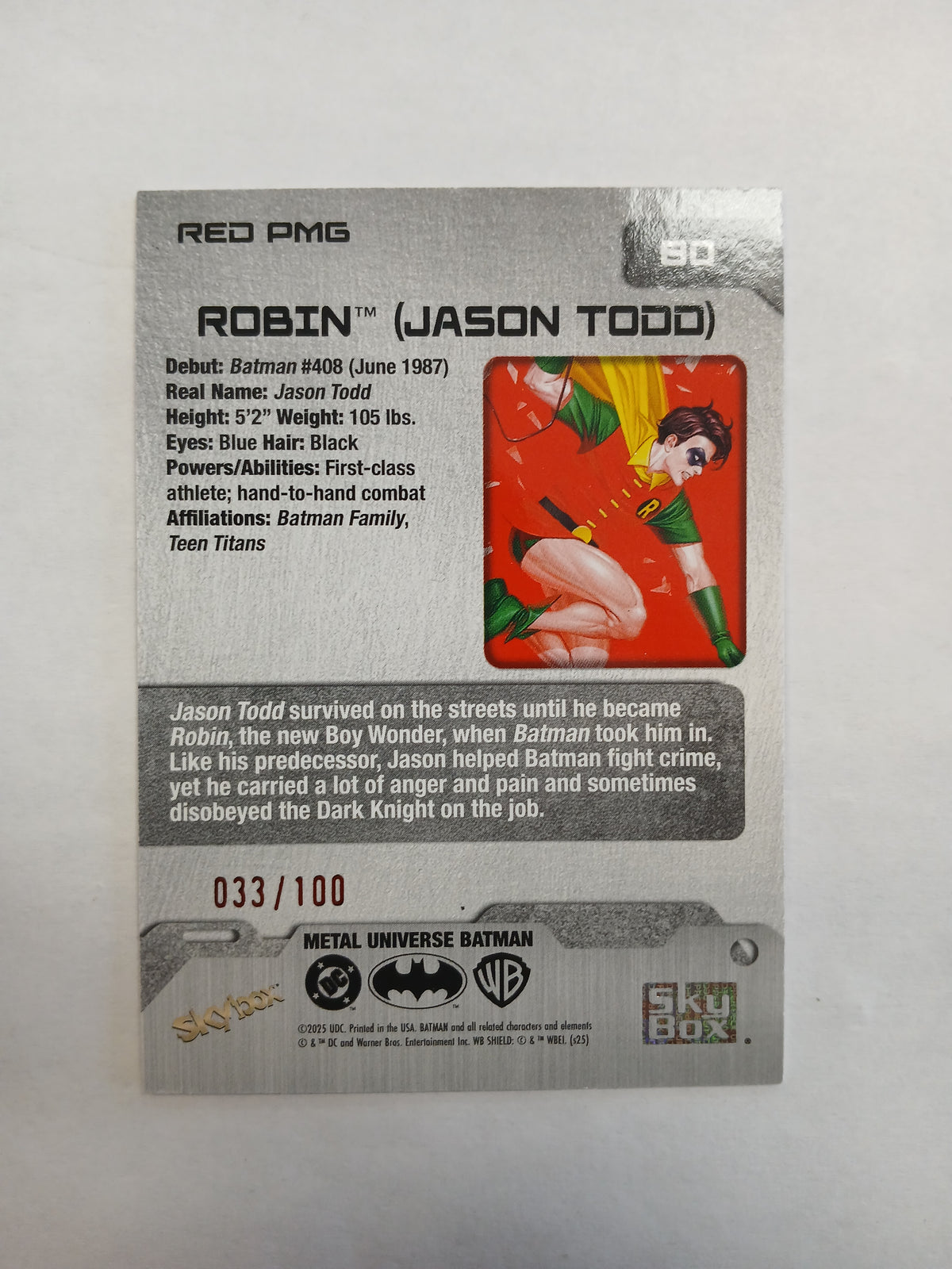 2025 Skybox Metal Universe Robin Jason Todd Red Precious Metal Gems #/100