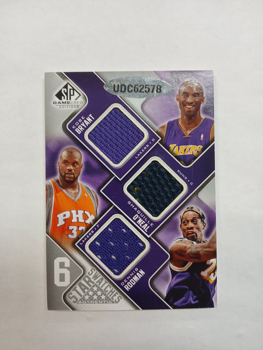 2009 Upper Deck SP Game Used Kobe Bryant Shaquille O'Neal Dennis Rodman Vlade Divac Karl Malone Horace Grant 6 Star Swatches #/99