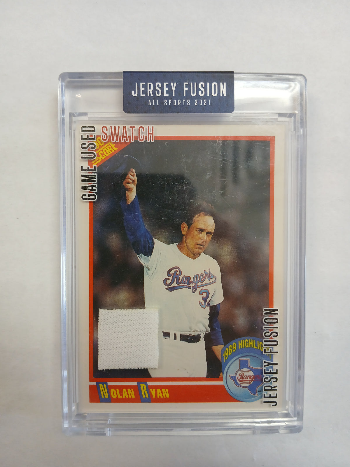 1990 Score Nolan Ryan Jersey Fusion Game Used Swatch