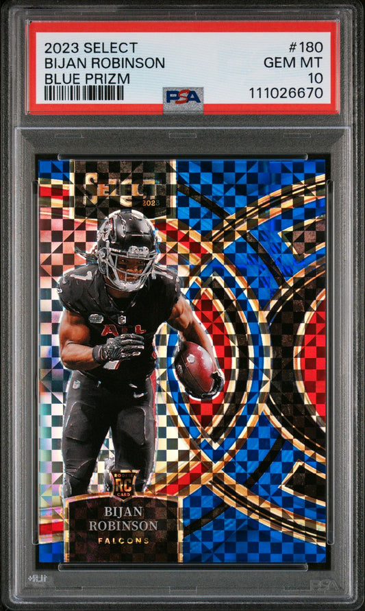 2023 Select Bijan Robinson Premier Level Blue Prizm /149 PSA 10